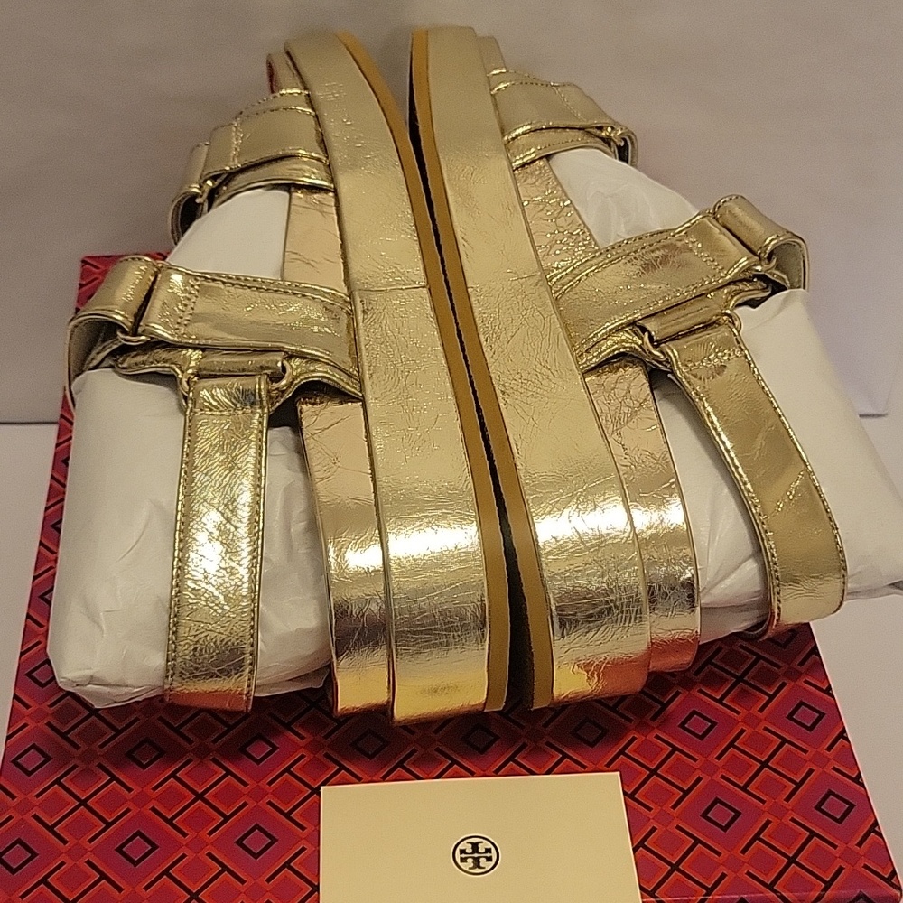 Tory Burch Gold Metallic Sandals Womens Size 10 New In Box - Picture 8 of 10